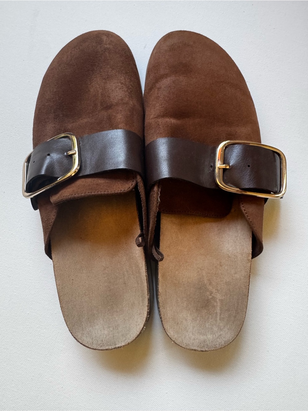 Old Navy Brown Suede Buckle Slide Loafers